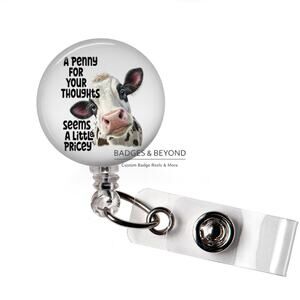 🐮😆 A Penny for Your Thoughts Heifer Badge Reel | Funny Cow ID Holder